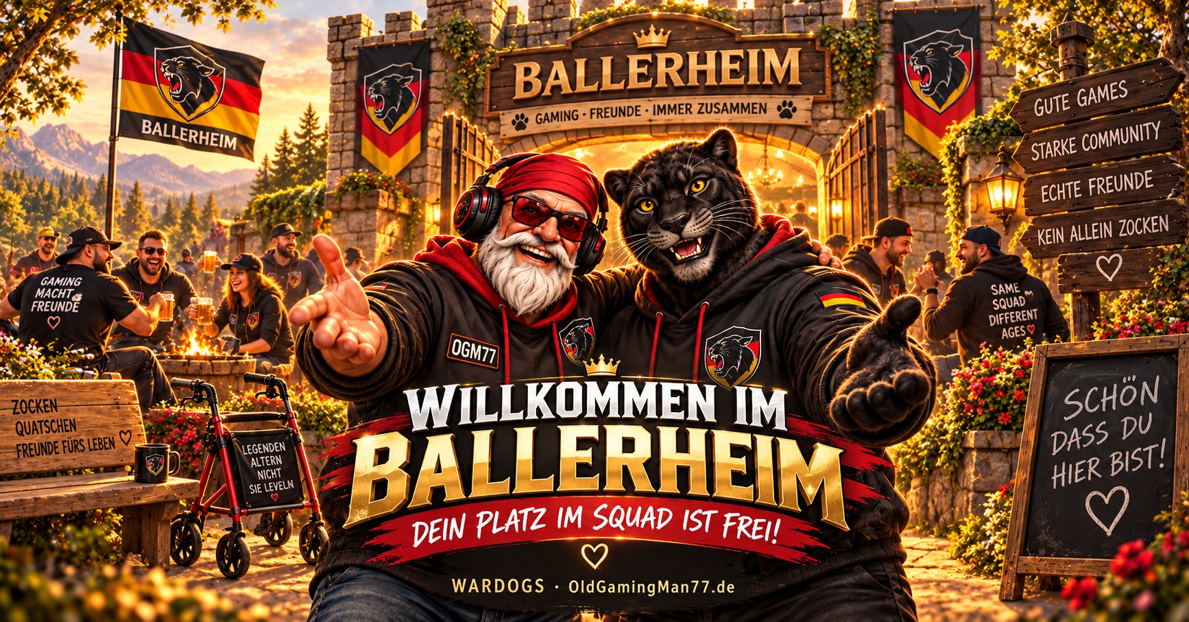 Willkommen im Ballerheim: OldGamingMan77 und Panther begrüßen dich – dein Platz im Squad ist frei!
