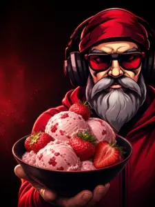 OldGamingMan77 Avatar präsentiert cremiges Erdbeer-Eis mit frischen Erdbeeren