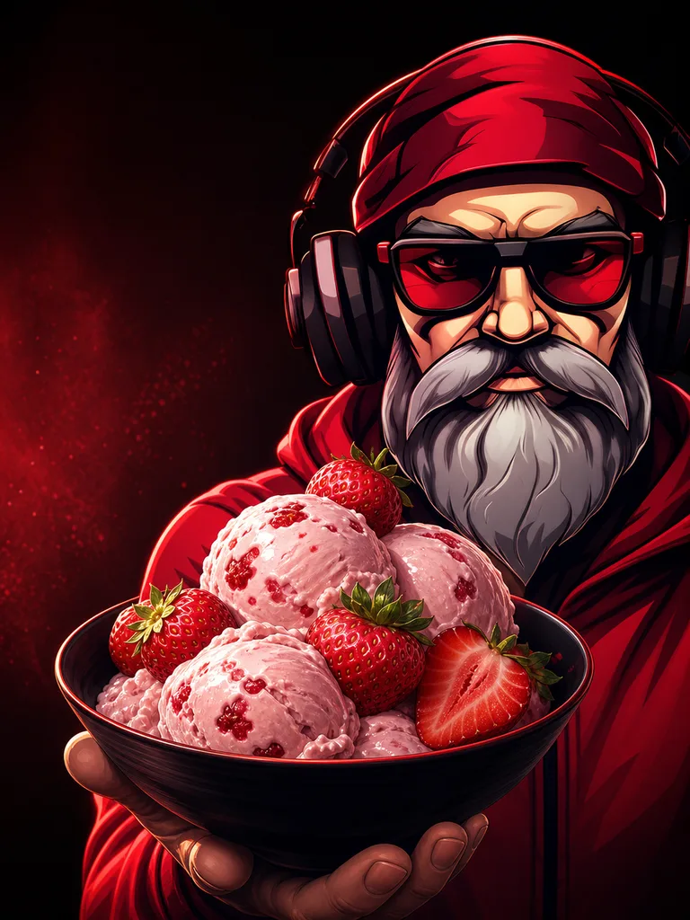 OldGamingMan77 Avatar präsentiert cremiges Erdbeer-Eis mit frischen Erdbeeren