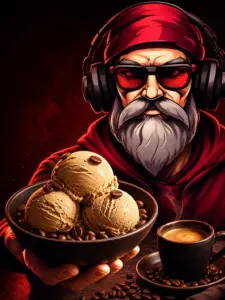 OldGamingMan77 Avatar präsentiert cremiges Kaffee-Eis mit Kaffeebohnen