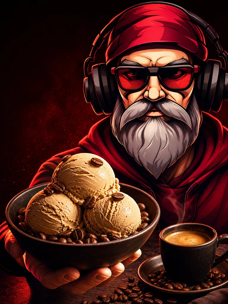 OldGamingMan77 Avatar präsentiert cremiges Kaffee-Eis mit Kaffeebohnen
