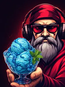 OldGamingMan77 Avatar präsentiert cremiges blaues Schlumpf-Eis