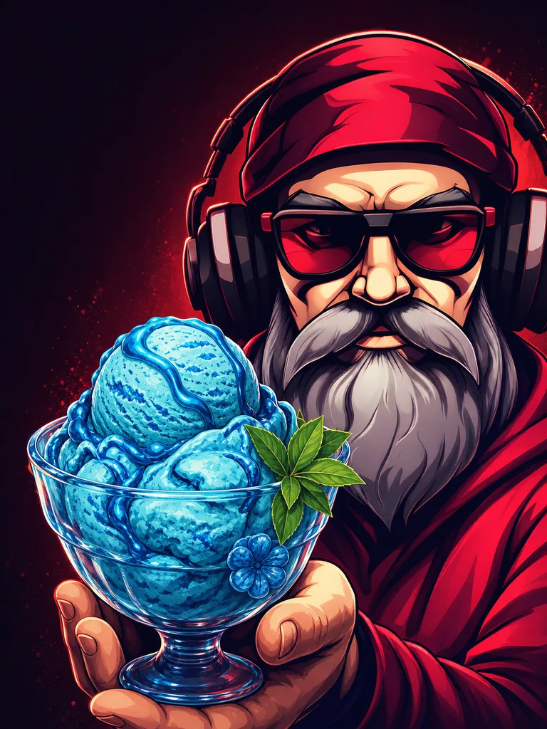 OldGamingMan77 Avatar präsentiert cremiges blaues Schlumpf-Eis