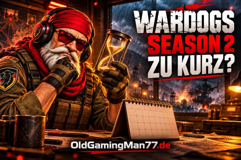 KI-Symbolbild: OldGamingMan77 mit Sanduhr zur Diskussion über eine kürzere WARDOGS Season 2.