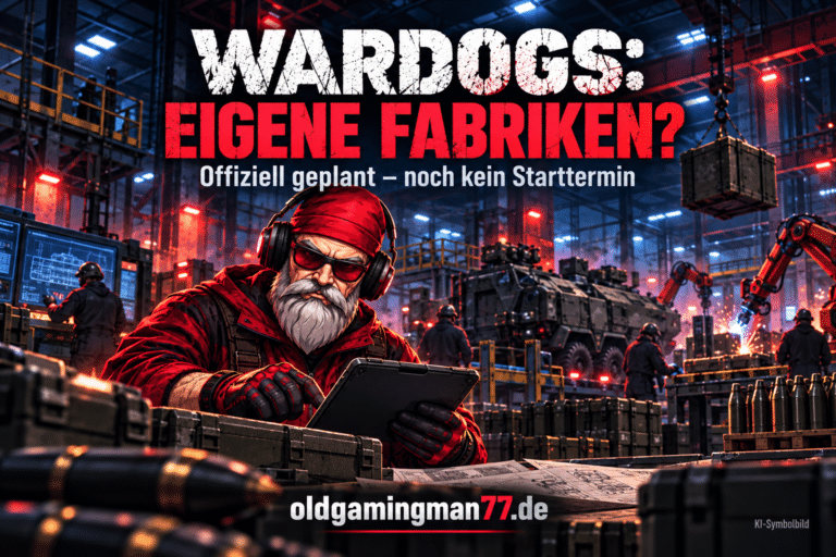 KI-Symbolbild: OldGamingMan77-Avatar in einer erfundenen Ausrüstungsfabrik. WARDOGS: Eigene Fabriken? Offiziell geplant – noch kein Starttermin.
